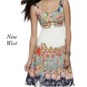 #026 Nine West Floral OnSummer Sleeveless Empire Dress Size 8